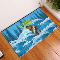 Bigfoot Sasquatch I'd Rather Be Fishing Rubber Doormat Funny Angler Humorous Outdoors Graphic Art