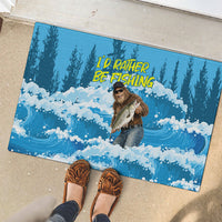 Bigfoot Sasquatch I'd Rather Be Fishing Rubber Doormat Funny Angler Humorous Outdoors Graphic Art