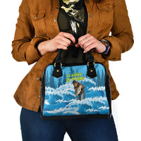 Bigfoot Sasquatch I'd Rather Be Fishing Shoulder Handbag Funny Angler Humorous Outdoors Graphic Art