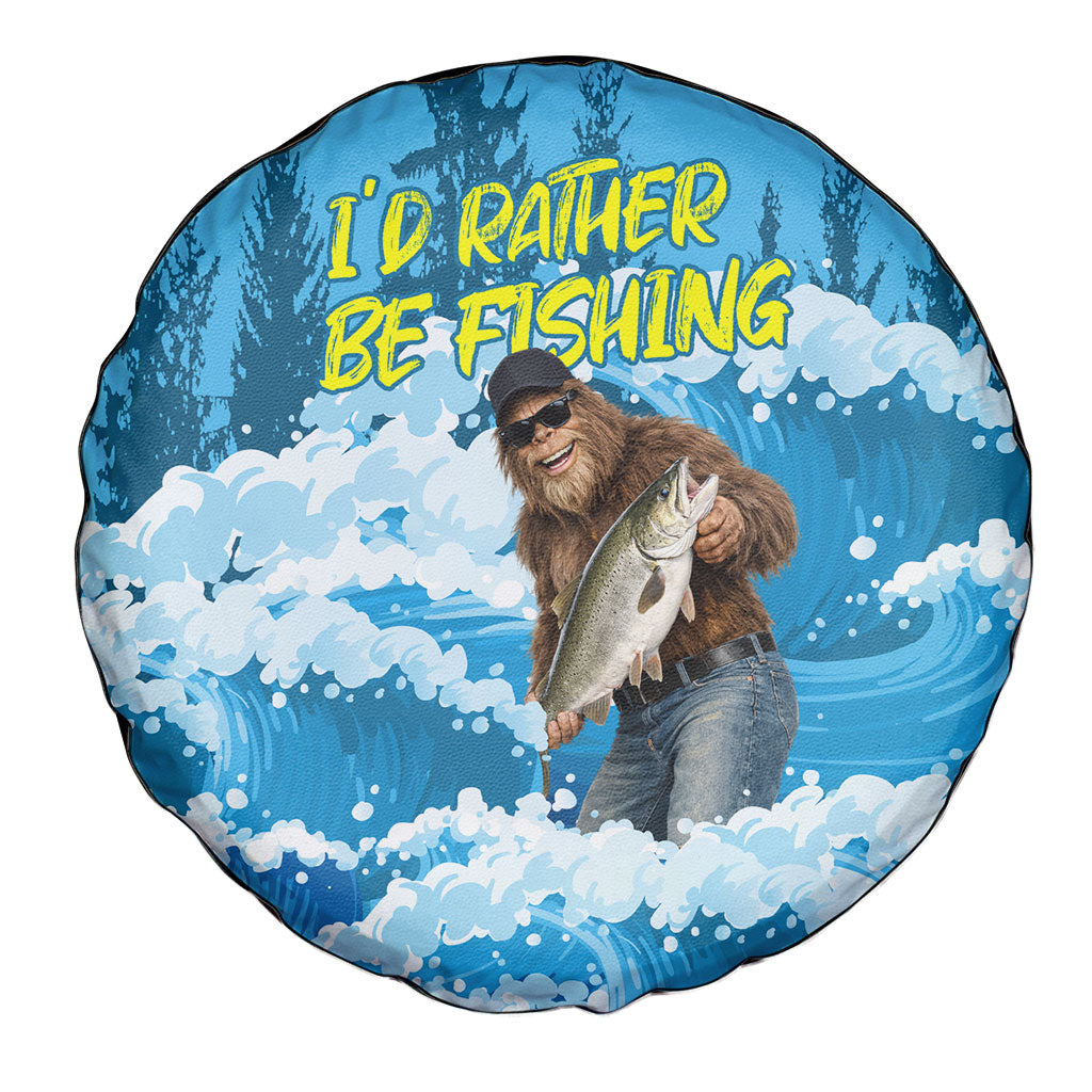 Bigfoot Sasquatch I'd Rather Be Fishing Spare Tire Cover Funny Angler Humorous Outdoors Graphic Art