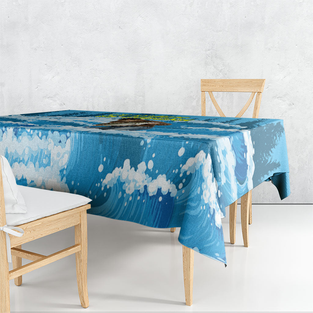 Bigfoot Sasquatch I'd Rather Be Fishing Tablecloth Funny Angler Humorous Outdoors Graphic Art
