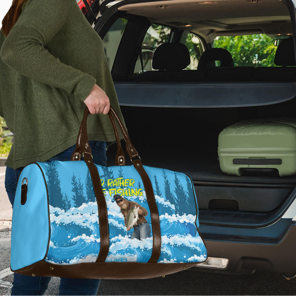 Bigfoot Sasquatch I'd Rather Be Fishing Travel Bag Funny Angler Humorous Outdoors Graphic Art