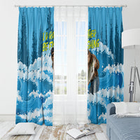 Bigfoot Sasquatch I'd Rather Be Fishing Window Curtain Funny Angler Humorous Outdoors Graphic Art