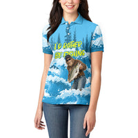Bigfoot Sasquatch I'd Rather Be Fishing Women Polo Shirt Funny Angler Humorous Outdoors Graphic Art