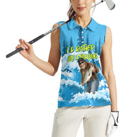 Bigfoot Sasquatch I'd Rather Be Fishing Women Sleeveless Polo Shirt Funny Angler Humorous Outdoors Graphic Art