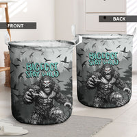 Bigfoot Stay Wild I Hate People Laundry Basket Angry Sasquatch Distressed Forest Dark Fantasy