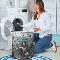 Bigfoot Stay Wild I Hate People Laundry Basket Angry Sasquatch Distressed Forest Dark Fantasy