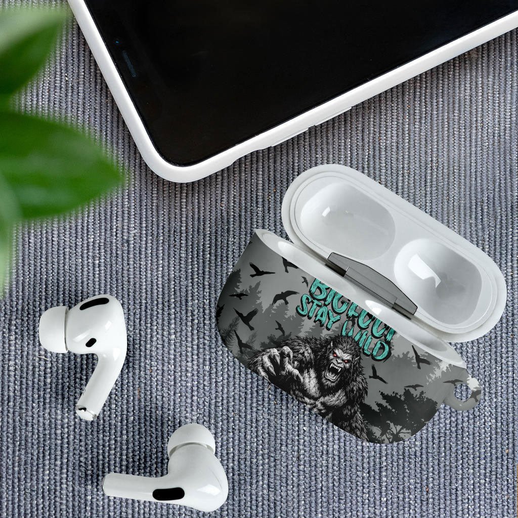 Bigfoot Stay Wild I Hate People AirPods Case Angry Sasquatch Distressed Forest Dark Fantasy