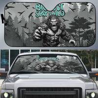 Bigfoot Stay Wild I Hate People Auto Sun Shade Angry Sasquatch Distressed Forest Dark Fantasy