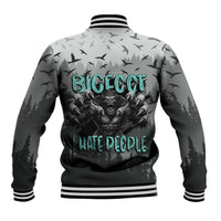 Bigfoot Stay Wild I Hate People Baseball Jacket Angry Sasquatch Distressed Forest Dark Fantasy