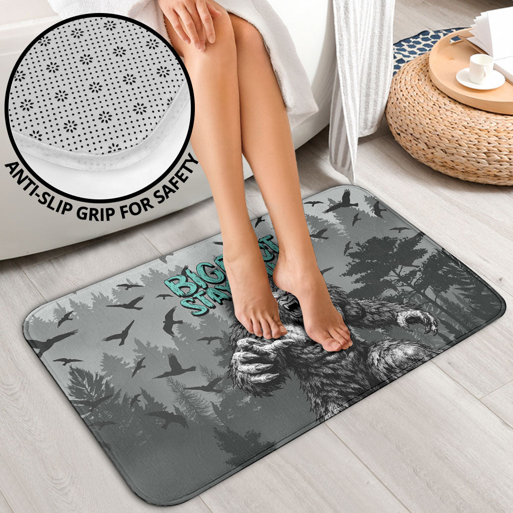Bigfoot Stay Wild I Hate People Bathroom Set Angry Sasquatch Distressed Forest Dark Fantasy