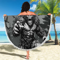 Bigfoot Stay Wild I Hate People Beach Blanket Angry Sasquatch Distressed Forest Dark Fantasy