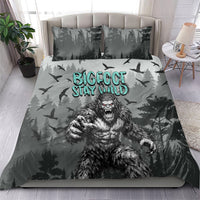 Bigfoot Stay Wild I Hate People Bedding Set Angry Sasquatch Distressed Forest Dark Fantasy