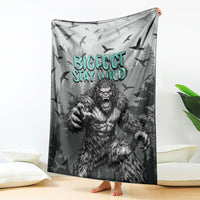 Bigfoot Stay Wild I Hate People Blanket Angry Sasquatch Distressed Forest Dark Fantasy
