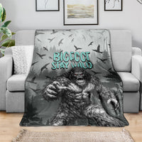 Bigfoot Stay Wild I Hate People Blanket Angry Sasquatch Distressed Forest Dark Fantasy