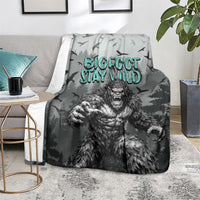 Bigfoot Stay Wild I Hate People Blanket Angry Sasquatch Distressed Forest Dark Fantasy