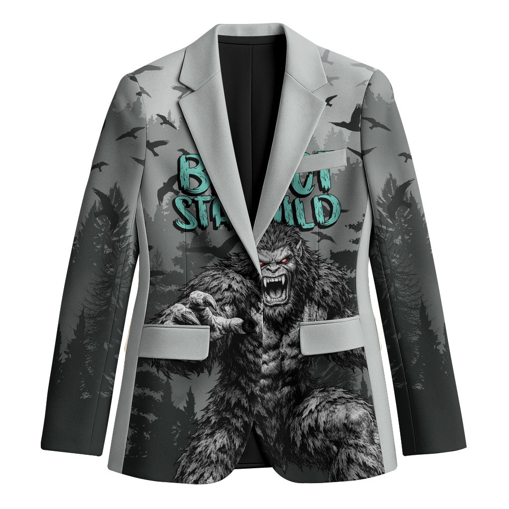 Bigfoot Stay Wild I Hate People Blazer Angry Sasquatch Distressed Forest Dark Fantasy