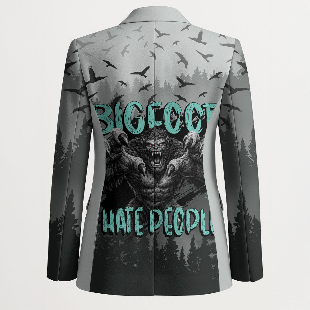 Bigfoot Stay Wild I Hate People Blazer Angry Sasquatch Distressed Forest Dark Fantasy