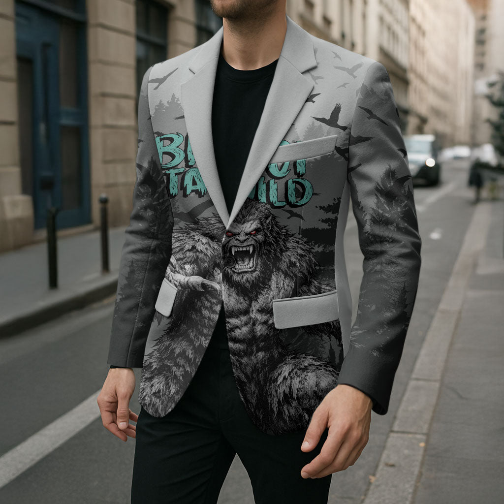 Bigfoot Stay Wild I Hate People Blazer Angry Sasquatch Distressed Forest Dark Fantasy