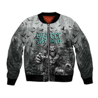 Bigfoot Stay Wild I Hate People Bomber Jacket Angry Sasquatch Distressed Forest Dark Fantasy
