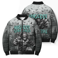 Bigfoot Stay Wild I Hate People Bomber Puffer Jacket Angry Sasquatch Distressed Forest Dark Fantasy