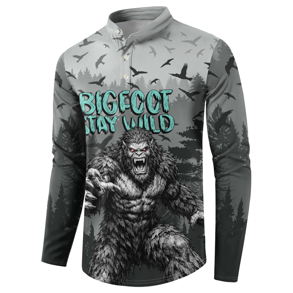 Bigfoot Stay Wild I Hate People Button Sweatshirt Angry Sasquatch Distressed Forest Dark Fantasy