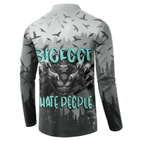 Bigfoot Stay Wild I Hate People Button Sweatshirt Angry Sasquatch Distressed Forest Dark Fantasy