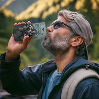 Bigfoot Stay Wild I Hate People 4 in 1 Can Cooler Tumbler Angry Sasquatch Distressed Forest Dark Fantasy