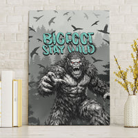 Bigfoot Stay Wild I Hate People Canvas Wall Art Angry Sasquatch Distressed Forest Dark Fantasy