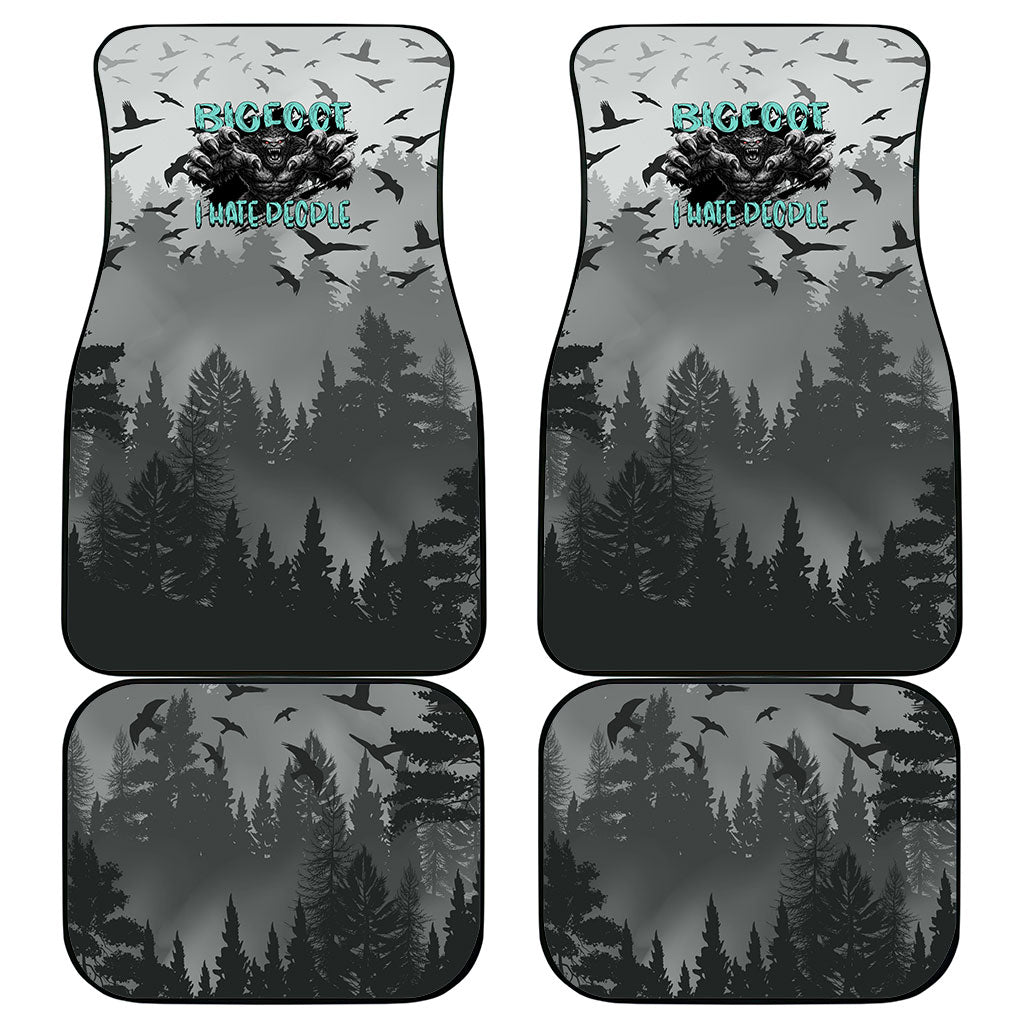 Bigfoot Stay Wild I Hate People Car Mats Angry Sasquatch Distressed Forest Dark Fantasy