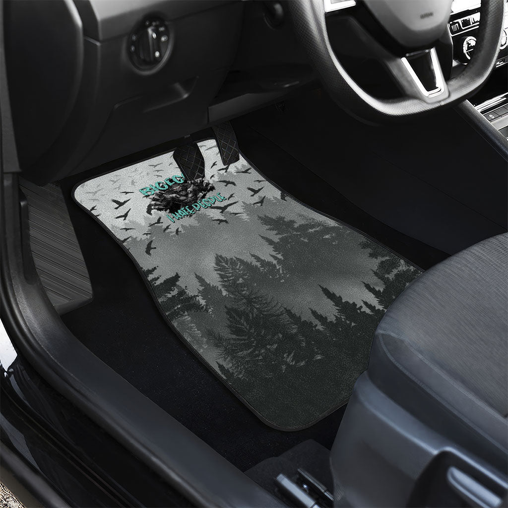 Bigfoot Stay Wild I Hate People Car Mats Angry Sasquatch Distressed Forest Dark Fantasy