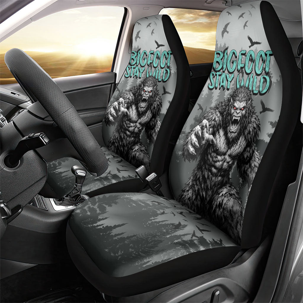 Bigfoot Stay Wild I Hate People Car Seat Cover Angry Sasquatch Distressed Forest Dark Fantasy