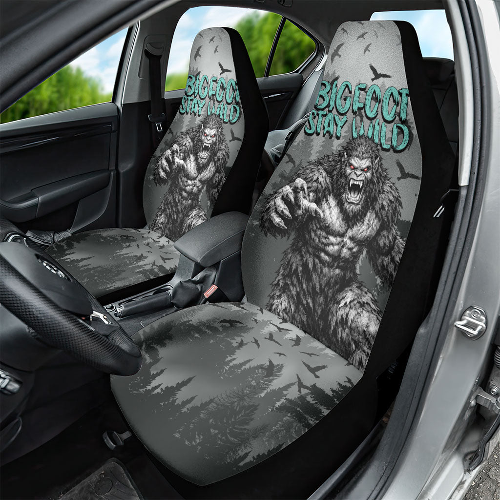 Bigfoot Stay Wild I Hate People Car Seat Cover Angry Sasquatch Distressed Forest Dark Fantasy