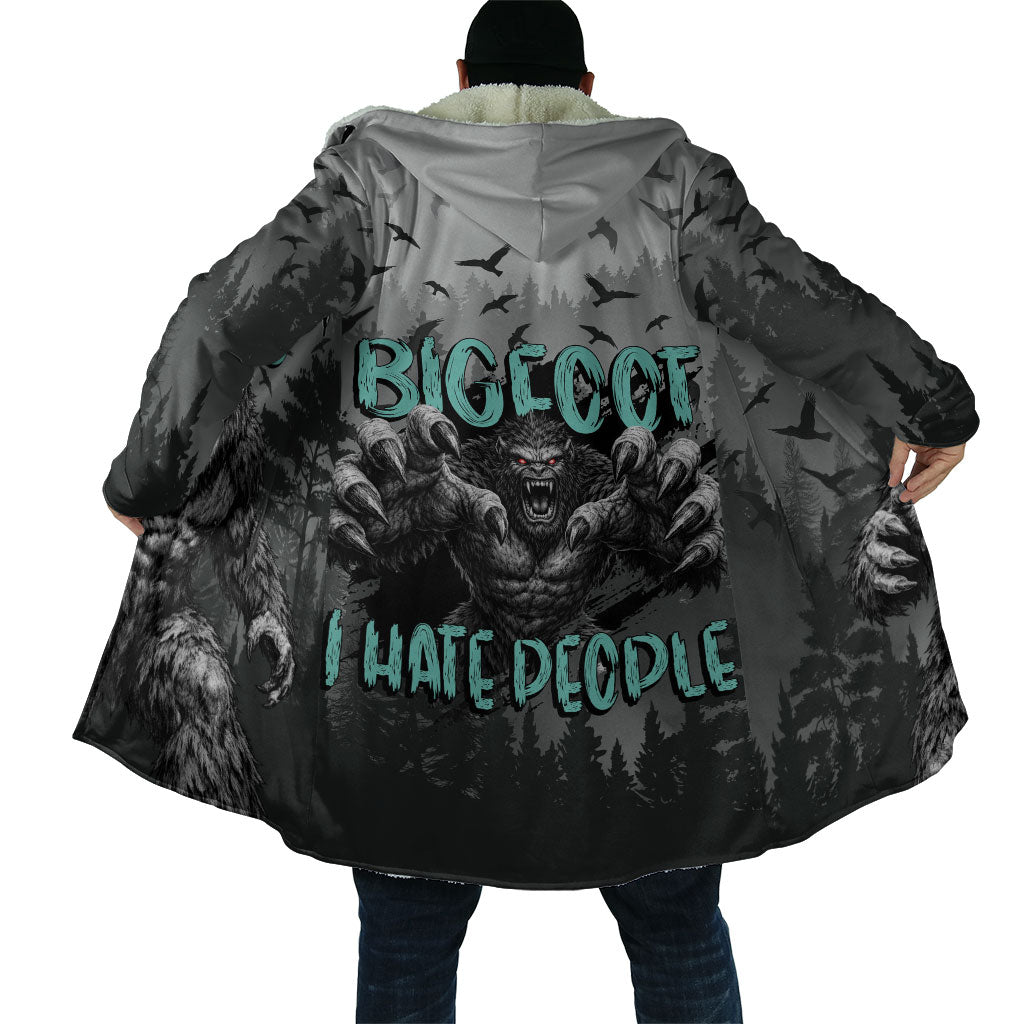 Bigfoot Stay Wild I Hate People Cloak Angry Sasquatch Distressed Forest Dark Fantasy