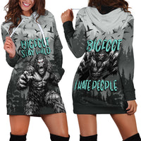 Bigfoot Stay Wild I Hate People Hoodie Dress Angry Sasquatch Distressed Forest Dark Fantasy