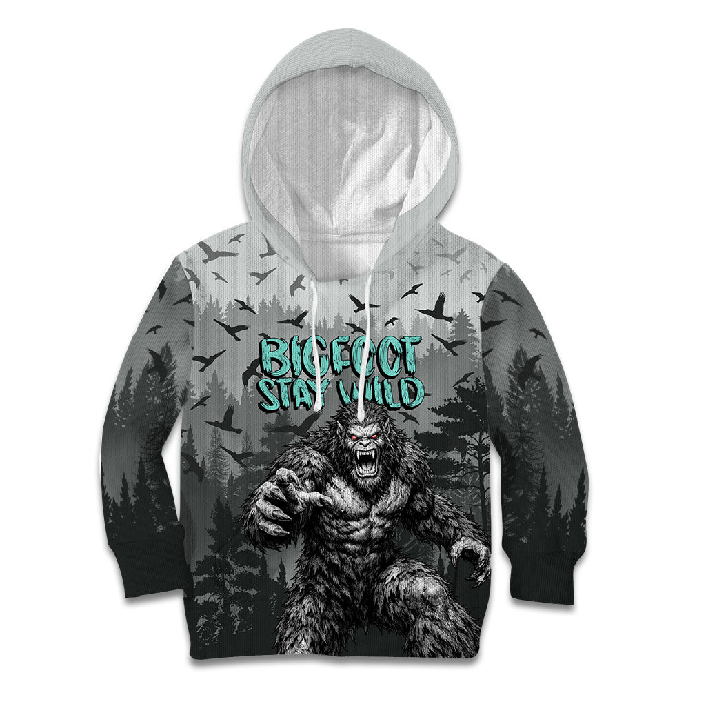 Bigfoot Stay Wild I Hate People Kid Hoodie Angry Sasquatch Distressed Forest Dark Fantasy