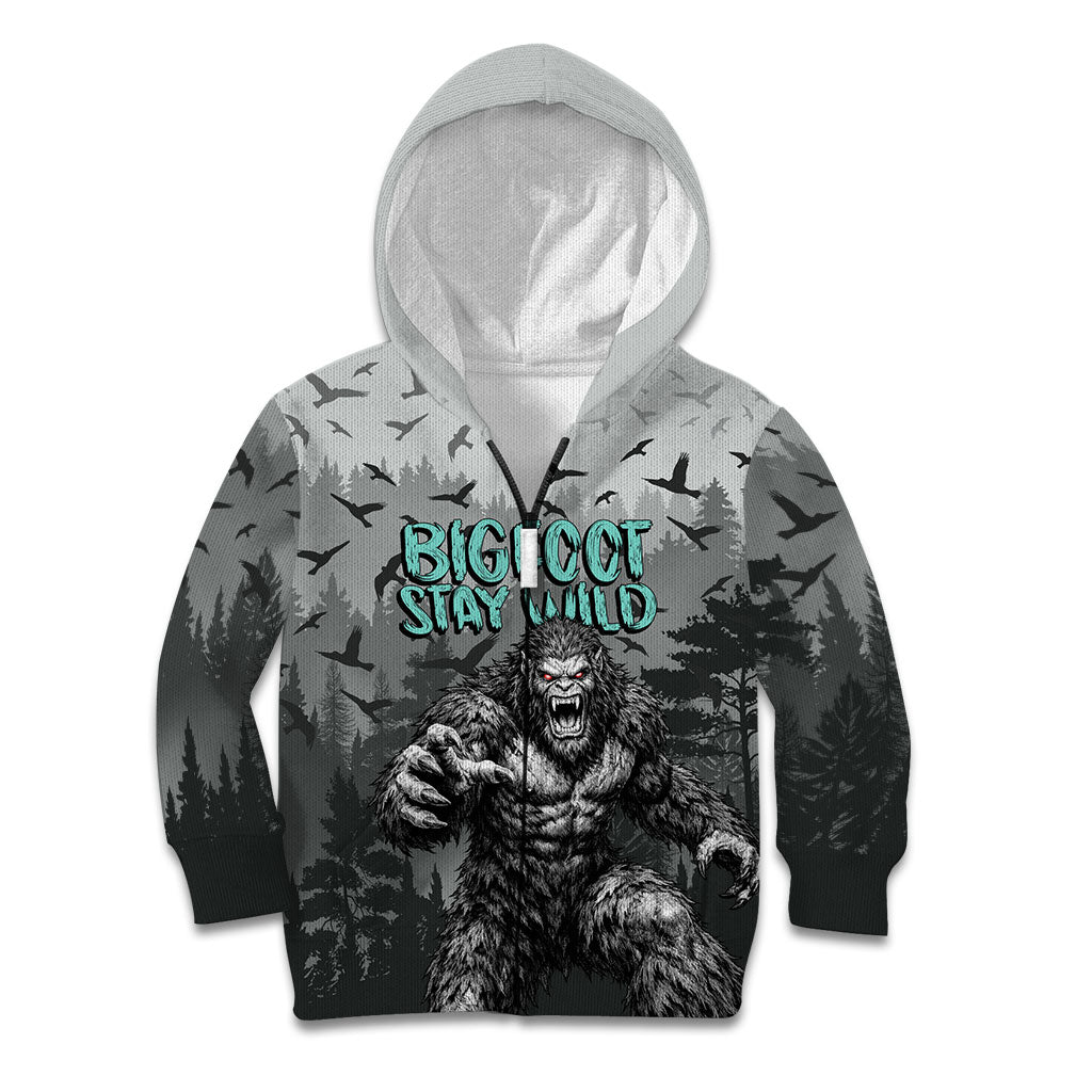 Bigfoot Stay Wild I Hate People Kid Hoodie Angry Sasquatch Distressed Forest Dark Fantasy