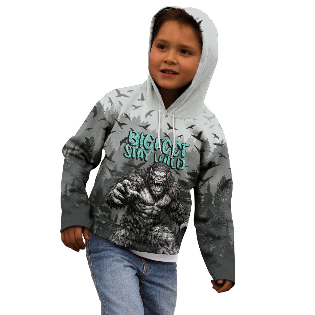 Bigfoot Stay Wild I Hate People Kid Hoodie Angry Sasquatch Distressed Forest Dark Fantasy