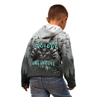 Bigfoot Stay Wild I Hate People Kid Hoodie Angry Sasquatch Distressed Forest Dark Fantasy