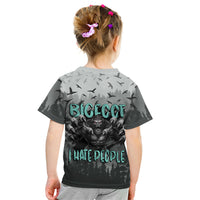 Bigfoot Stay Wild I Hate People Kid T Shirt Angry Sasquatch Distressed Forest Dark Fantasy