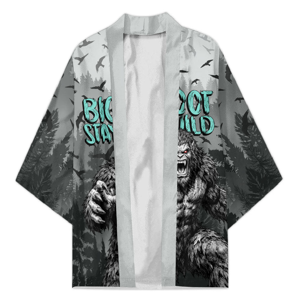 Bigfoot Stay Wild I Hate People Kimono Angry Sasquatch Distressed Forest Dark Fantasy