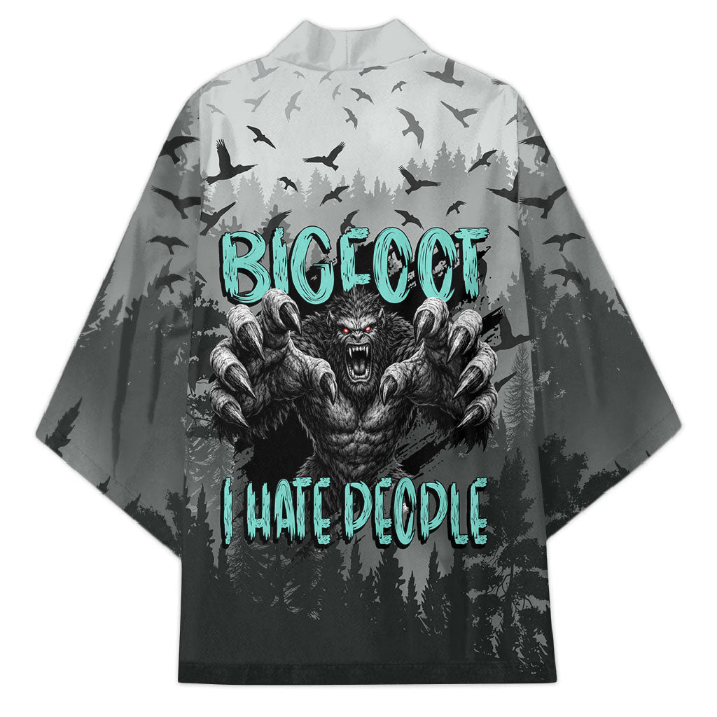 Bigfoot Stay Wild I Hate People Kimono Angry Sasquatch Distressed Forest Dark Fantasy