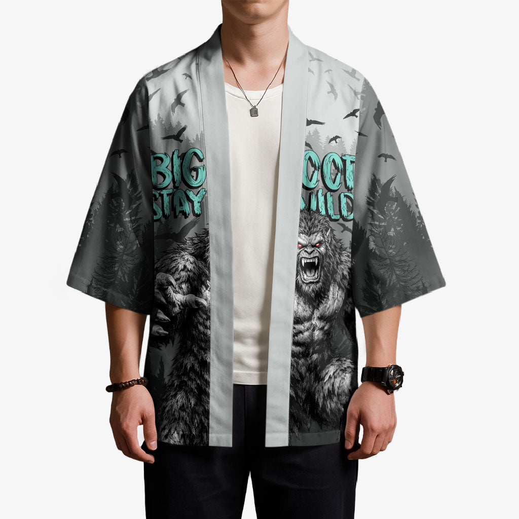 Bigfoot Stay Wild I Hate People Kimono Angry Sasquatch Distressed Forest Dark Fantasy