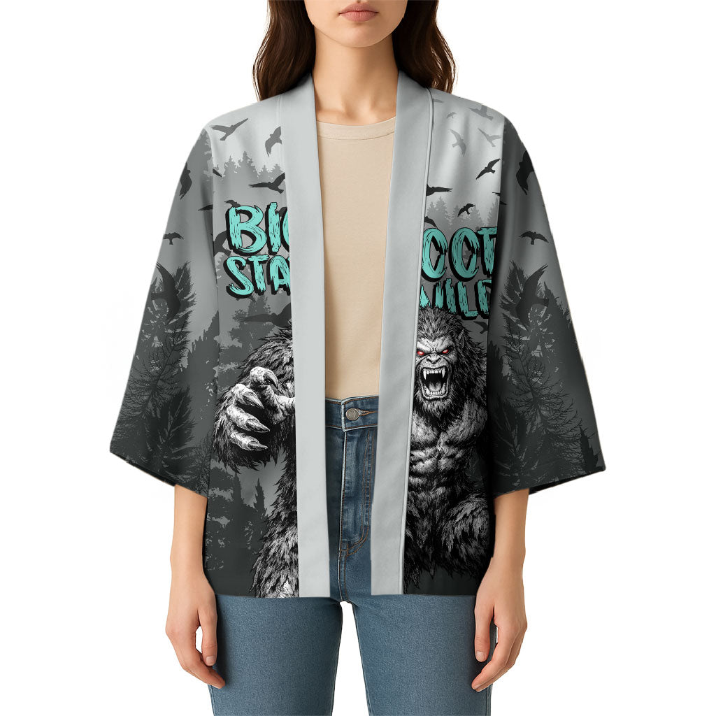 Bigfoot Stay Wild I Hate People Kimono Angry Sasquatch Distressed Forest Dark Fantasy
