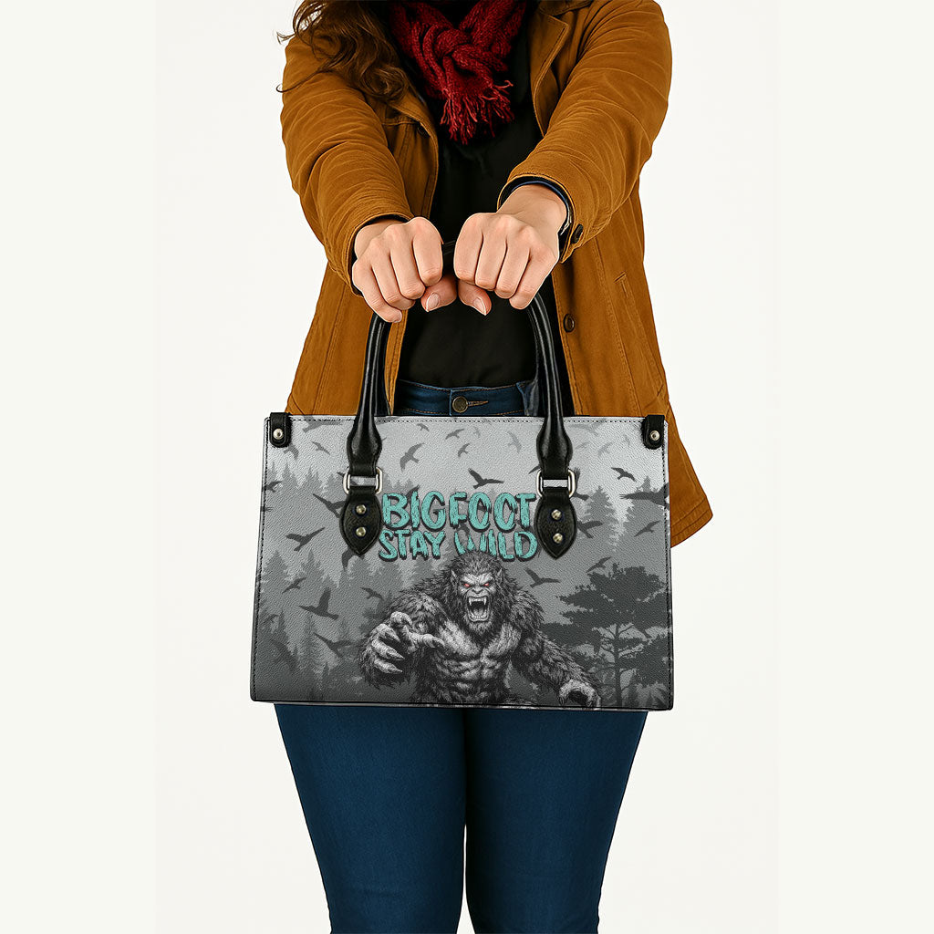 Bigfoot Stay Wild I Hate People Leather Bag Angry Sasquatch Distressed Forest Dark Fantasy