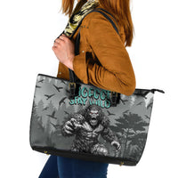 Bigfoot Stay Wild I Hate People Leather Tote Bag Angry Sasquatch Distressed Forest Dark Fantasy