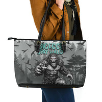 Bigfoot Stay Wild I Hate People Leather Tote Bag Angry Sasquatch Distressed Forest Dark Fantasy