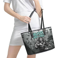 Bigfoot Stay Wild I Hate People Leather Tote Bag Angry Sasquatch Distressed Forest Dark Fantasy