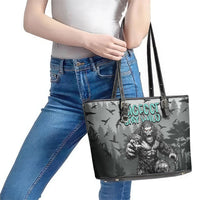 Bigfoot Stay Wild I Hate People Leather Tote Bag Angry Sasquatch Distressed Forest Dark Fantasy