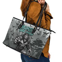 Bigfoot Stay Wild I Hate People Leather Tote Bag Angry Sasquatch Distressed Forest Dark Fantasy